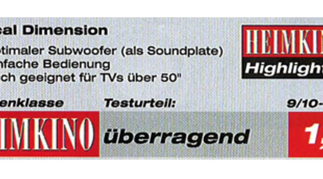 A Dimension Soundbar kiváló teszteredménye – „Heimkino”